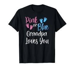 Pink Or Blue Grandpa Loves You Gender Reveal Baby T-Shirt von Gender Reveal Tees CC