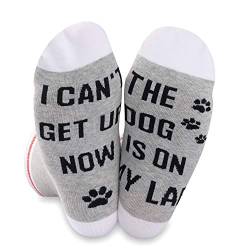Hunde-Liebhaber-Geschenk mit Aufschrift "I Can't Get Up Now The Dog Is On My Lap Neuheit Socken für Hundebesitzer Gr. M, On My Lap-Hund. von Generic Brands