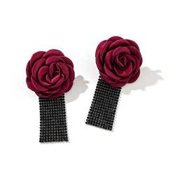 1 paar Romantische Sommer Blume Satin Kamelie Ohrringe Für Frauen 2023 Party Zubehör Blütenblatt Ohrringe Für Frauen, Aluminium von Generic