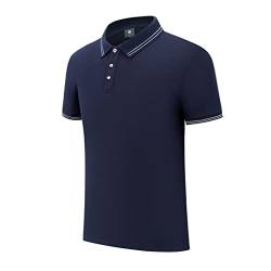 2 Stk Solides Golf-Kurzarm-Polo Schnell Trocknendes Tennistrikot für Herren Herausragendes Performance Workwear Poloshirt (Color : Navy blue, Size : 4XL) von Generic