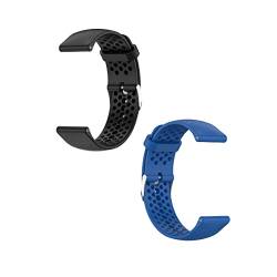 2 Stück Sport Armband Kompatibel mit Amazfit Bip U/U Pro Armbänder, 20mm Ersatzarmband Atmungsaktiv Silikon Uhrarmband für Amazfit Bip U/U Pro Smartwatch, Schwarz+Blau von Generic