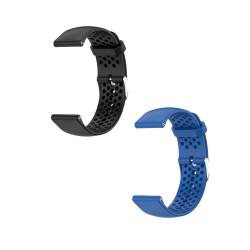 2 Stück Sport Armband Kompatibel mit Samsung Gear S2 / S2 Classic Armbänder, 20mm Ersatzarmband Atmungsaktiv Silikon Uhrarmband für Samsung Gear S2 / S2 Classic Smartwatch, Schwarz+Blau von Generic
