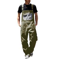 2024 - Jeans-Latzhose für Herren, entspannte Passform, Arbeitskleidung mit verstellbaren Trägern praktischen Werkzeugtaschen Overall Catsuit Jumpsuit (AG, XL) von Generic