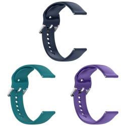 3 Stück 20mm Silikon Armband Kompatibel mit Garmin Forerunner 245/245 Music/ 645/645 Music/Vivoactive 3/3 Music Armband, Weiches Silikon Sport Armbänder (Purple+Green+Dark Blue, One Size) von Generic