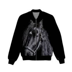 3D Full Print Pferd T-Shirt Casual Sweatshirt Zip Hoodies Dünne Jacke Hose, Dünne Jacke, Small von Generic