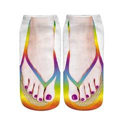 3D Muster Maniküre Print Socken Flip Flop Lustige versteckte Laufsocken Damen Personalisiert Low Cut Lammfell Socken von Generic