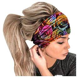 3PC#Frauen Stirnband Haarschmuck Haarband Bandana Stirnband Elastisches Wickel-Stirnband Herren Stirnbänder Sport (2-Mehrfarbig, A) von Generic