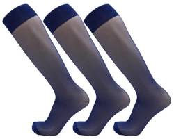 3er-Pack Herren-Socken über der Wade, durchscheinend, Nylon, Spandex, Blau und Blau, Blaue & blaue Zehe, Einheitsgr��e von Generic