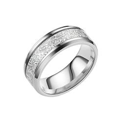 8 MM Titanstahl Druckfarbe Sandgestrahlte Ringe Ehering Ringe Für Frauen Ringe Für Männer Mattierte Ringe Geometrie Ringe Größe 6 12 0 Ringe (Silver, 9) von Generic