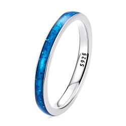925 Silber Sterling 2 mm 4 mm blauer Titanring, kuppelhochpolierter Ehering, komfortabler Fif-Ring für Frauen und Mädchen von Generic