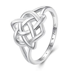 925 Sterling Silber Keltischer Knoten Herz Kreuz Hochglanzpolierter, anlaufgeschützter Ewigkeits-Ehering-Stapelring von Generic