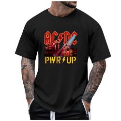 ACDC T-Shirt Power Up Cover Tshirt Rock Music Band AC DC PWR UP Stage Lights T-Shirts Fan-Shirt Hells Bells High Voltage Hard Rock T Shirt für Herren Damen Schwarz Weiss Pink Blau Grau von Generic