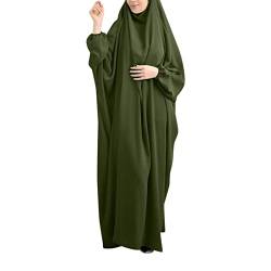 Abaya Muslim Damen, Damen Muslim Roben Einfarbig Lose Gebetskleid in Voller Länge Muslimisches Ramadan Maxikleid mit Hijab Islamische Gebetskleidung Robe Elegante Abaya Kleider von Generic