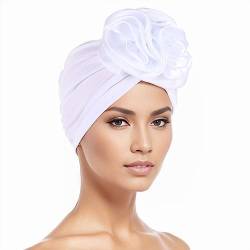 Afrikanischen Turban für Damen Blumen Soft Vorgebunden Knot Mode Plissee Turban Hut Beani Mütze Kopfwickel Schlafmütz A von Generic