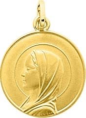 Anhänger: Medaille Jungfrau massiv 18 K 750/1000 1,4 cm Durchmesser 1,3 g, Standard, Edelmetall, 18 Karat Gold von Generic
