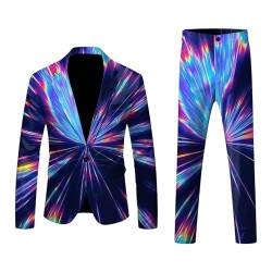 Anzug Herren 2 Teilig Sets Disco Outfit Glitzer Jacke und Hose Metallic Glänzende Pailletten Anzüge für Discokugel Party Karneval Kustüm Discokugel Hochzeit Mottoparty Disco-Anzug 80er Jahre Outfit von Generic