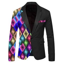 Anzug Herren Regular Fit -Blazer Langarm Bunt Sakko Sportlich Zebradruck Anzugjacket EIN Knopf Herrenjacke Männer Anzugjacken für Freizeit Party Hochzeit Abschlussball Karneval Kostüm von Generic