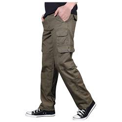 Arbeitshose Herren 2023 Cargohose Regular Hose Outdoorhose Latzhose Wanderhose Sporthose Trekkinghose Lange Regular Fit Freizeithose mit Taschen Motorradhose Herren Trainingshose Herren Lang Grün XL von Generic