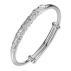 Armbänder Basteln Gummi Verstellbarer Pfau Armband Schmuck Silber Damen Charm Armreif Geschenk Armbänder Partner Silber (Silver, One Size) von Generic