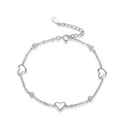 Armband Silberring, zierliches Sterlingsilberarmband Herz bedeutungsvolle Armbänder Frauenschmuck von Generic