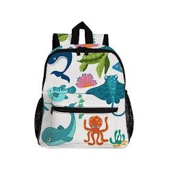 BALII Kinder Rucksack, Motiv: Fische, wilde Meerestiere, Kleinkind, Vorschultasche, Kindergarten, Schultasche, Kindergarten, Reisetasche für Mädchen und Jungen, Fisch Wilde Meerestiere, 15.24 x 25.4 x von Generic