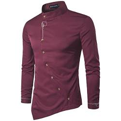 BBring Herren Hemd Langarm Weiß,Freizeithemden Für Herren Slim Fit,Herren-Hemd Slim-Fit Bügelleicht Für Anzug, Business, Hochzeit, Freizeit - Langarm Hemden für Männer Langarmhemd(Red, S) von Generic