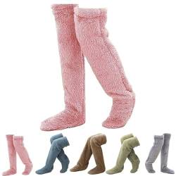 BBring Teddy Legs Socks, Cozy Socks, Over Knee High Fuzzy Plush Slipper Stockings, Warm Over Knee Footwear, Fuzzy Legs, Long Fuzzy Socks Thermo Kniestrümpfe Damen von Generic