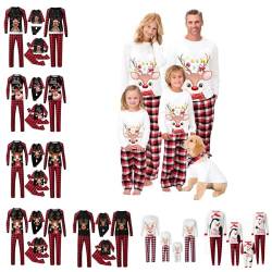 BBring Weihnachten Pyjama Familie Set Schlafanzüge Weihnachten Familien Weihnachtspyjama Christmas Pyjama Family Set Nachtwäsche Outfit (White-Men, L) Weihnachten Familie Schlafanzug von Generic