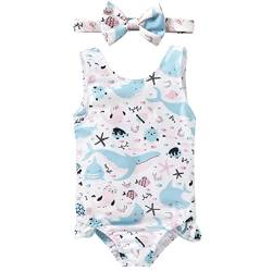 Baby-Badeanzug-Junge Mode Kinder 02Y Geraffte Kleinkind Cartoon Print Badeanzug Sommer Mädchen Bademode Kleidung Baby Mädchen Bademode Bikini Gr. (White, 6-12 Months) von Generic