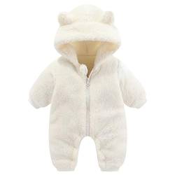 Baby Fleece Overall 62 Winter Strampler 56 Baby Overall Winter 0 to 3 Monate Schwarz Strampler Winter 62 Baby Strampler Winter Neugeborene Baby Winterkleidung 1 Jahr Fleece (White, 0-3 Months) von Generic