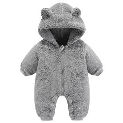 Baby Fleece Overall 62 Winter Strampler 56 Baby Overall Winter 0 to 3 Monate Schwarz Strampler Winter 62 Baby Strampler Winter Neugeborene Baby Winterkleidung 1 Jahr Fleece Jumpsuit (Grey, 0-3 Months) von Generic