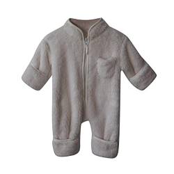 Baby Junge Mädchen Strampler Schlafanzug Overall Neugeborenes Baby Mädchen Winter Warme Dicke Feste Fleece Baumwolle Langarm Strampler Overall Jumpsuit Pullover Pyjama Outfits4353 (Beige, 0-6 Months) von Generic