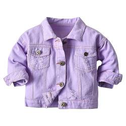 Baby Jungen Mädchen Jeansjacke Kinder Kleinkind Button-Down-Jeansjacke Top Mantel Oberbekleidung Freizeitkleidung Neugeborenen Set Mädchen (Purple, 3-4 Years) von Generic
