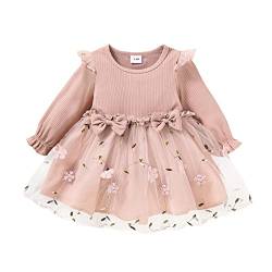 Baby Mädchen Strickkleid Rüschen Langarm Partykleid Hochzeit Taufe Kleider Mit Schleife Prinzessin Geburtstag Outfit Kinder Mädchen 3 Jahre Kleidung Winterkleider Baby von Generic