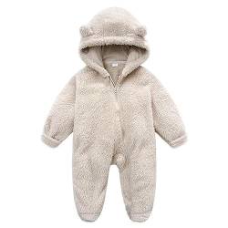 Baby Strampler Winter Warm Schneeanzug Fleece Strampelanzug Reißverschluss Overall mit Kapuze für 0-12 Monat White 0-3M von Generic