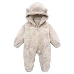 Baby Strampler Winter Warm Schneeanzug Fleece Strampelanzug Reißverschluss Overall mit Kapuze für 0-12 Monat White 6-9M von Generic