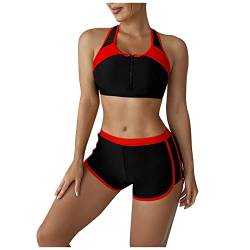 Badeanzug Damen,Bikini Damen Set Bauchweg Push Up Gepolstert Bademode mit Hotpants Sport Badeanzug Zweiteiliger Badeanzug Swimsuit Drucken Beachwear von Generic