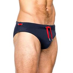 Badehose Herren Badeslip Kurz Eng Badehosen Männer Slip Jungen Schwimmhose Badeshorts Bunter Slips Tunnelzug Men's Shading Swim Briefs Sommer Brief Swim Short Dunkelblau L von Generic