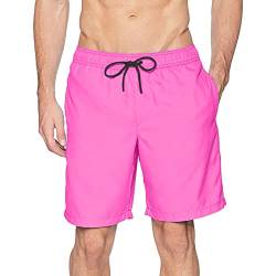 Badehose Herren Quick Dry Plus Size Badeshorts mit Netzfutter Solid Boardshorts mit Tasche Sommer Bademode Badeanzüge Badehose, hot pink, S 7-9 von Generic