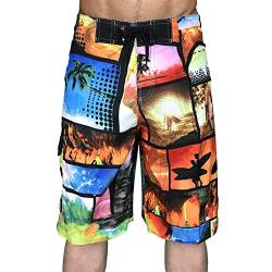 Badeshorts Herren Herren Badehose Lässige Bunt Badeshorts Knielang Lang Schnelltrocknend Boardshorts Mit Mesh-Futter Verstellbarem Tunnelzug Badehose für Herren von Generic