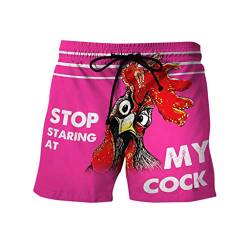 Badeshorts Herren Schnelltrocknend mit Seitentasche Badehose Männer Gestreift Badehose Herren Muster Truthähne Kurz Badeshorts Herren Große größen Schwimmhose Beach Shorts Herren Hawaii (Hot Pink, M) von Generic