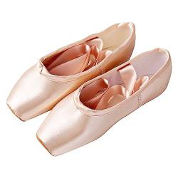 Ballett-Spitzenschuhe für, Mädchen und Erwachsene, Schleife, Ballerina, Schnürung, quadratische Zehenpartie Sandalen Für Kinder (Pink, 31) von Generic