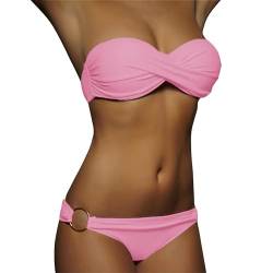 Bandeau Bikini Damen Push Up Zweiteilige Badeanzug Bademode Bikini Set Bikini Damen Set von Generic