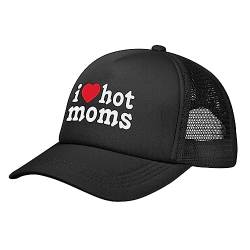 Baseball Cap „I Love Hot Moms I Heart Hot Moms Black Mesh“. Baseballmütze Klassisch Baseballkappe Mode Golf Caps Für Reisen Golf Running von Generic