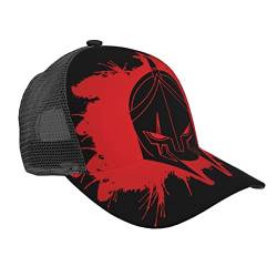 Baseballmütze für Herren Damen Sommer Mesh Caps Dad Trucker Cap Schwarz - Spartan Warrior Helm Rot von Generic