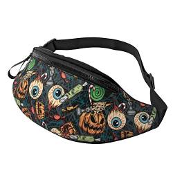 Bauchtasche für Damen und Herren mit Kopfhörerbuchse Sport Gürteltasche Vintage Flamingo Vögel Gürteltaschen zum Laufen, Vintage-Halloween-Kürbisse, Einheitsgröße von Generic