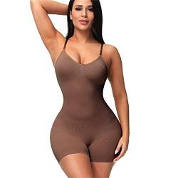 Bauchweg Body Damen Bodysuit Figurenformend Nahtlos Shapewear Body Shaper Bauchweg Sculpting Shapewear Tanga Verstellbarer Schultergurt Bodys für Damen (Z1-Coffee, S) von Generic