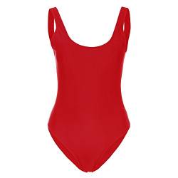 Baywatch Badeanzug Damen Rot EIN mit einem elastischer Schnitt Retro-Anzug für Low Baden hochwertiges Stück Frauen Rücken 's Set Badeanzug Damen Sportlich (Red, L) von Generic