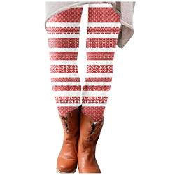 Bedruckte lange Leggings elastische schlanke All-Hosen für Frauen Rucksack Cool (Red, XL) von Generic