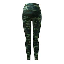 Bequeme Umstandshose, lässig, dehnbar, Camouflage-Hose, Umstandshose für Damen Latzhose Damen Schwanger (Green, XL) von Generic